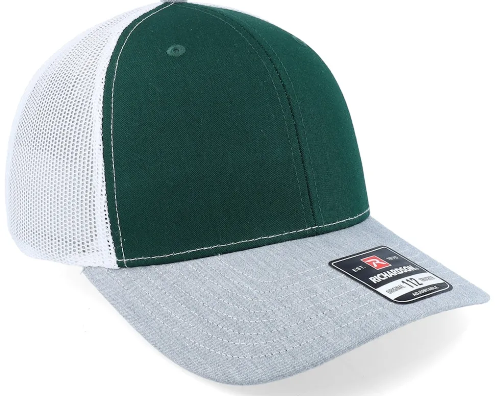 112 Tri Dark Green/White/Heather Grey Trucker - Richardson