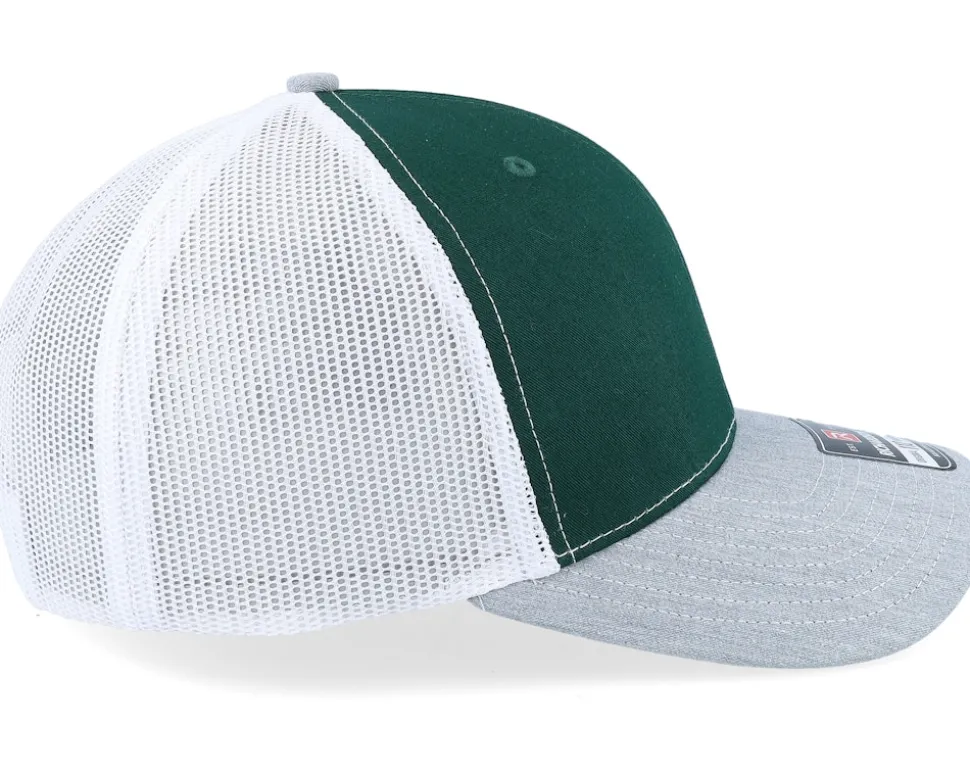 112 Tri Dark Green/White/Heather Grey Trucker - Richardson