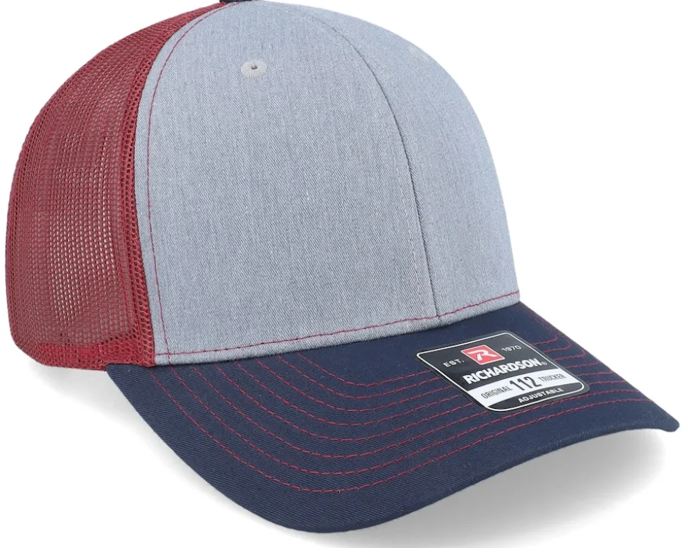 112 Tri Heather Grey/Cardinal/Navy Trucker - Richardson