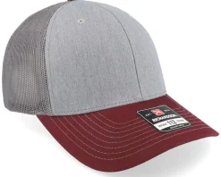 112 Tri Heather Grey/Charcoal/Maroon Trucker - Richardson