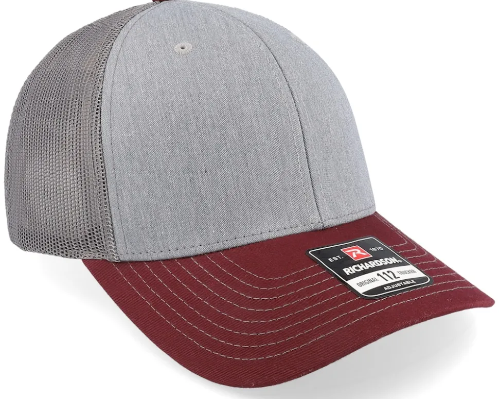 112 Tri Heather Grey/Charcoal/Maroon Trucker - Richardson