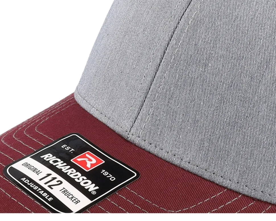 112 Tri Heather Grey/Charcoal/Maroon Trucker - Richardson