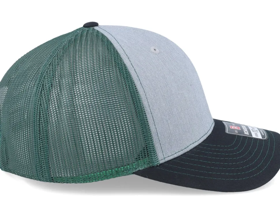 112 Tri Heather Grey/Dark Green/Black Trucker - Richardson