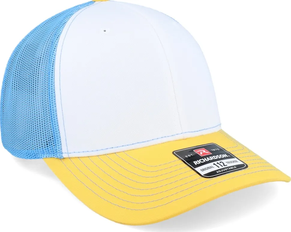 112 Tri White/Columbia Blue/Yellow Trucker - Richardson