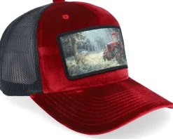 Abandoned Tractor Velvet Red/Black A-Frame Trucker - Calza Pennello