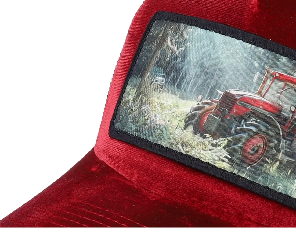 Abandoned Tractor Velvet Red/Black A-Frame Trucker - Calza Pennello