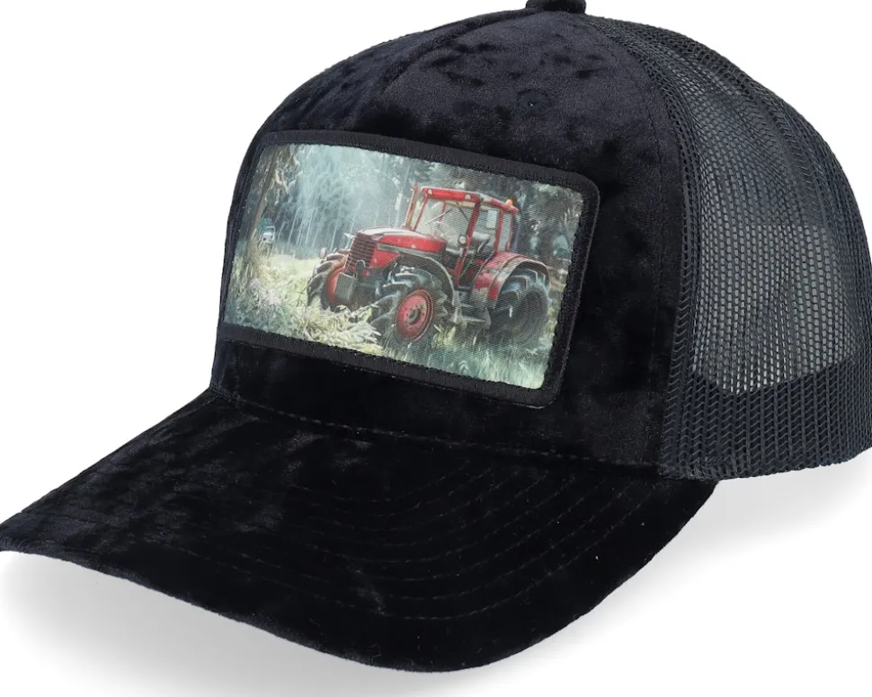 Abandoned Tractor Velvet Red/Black A-Frame Trucker - Calza Pennello