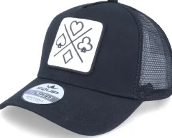 Ace Hearts Spades Clubs X Patch Black Trucker - Iconic