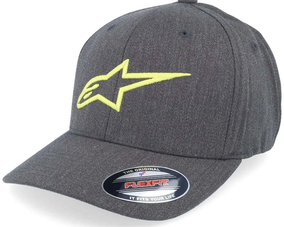 Ageless Curve Hat Charcoal Heather/Hivis Yellow Flexfit - Alpinestars
