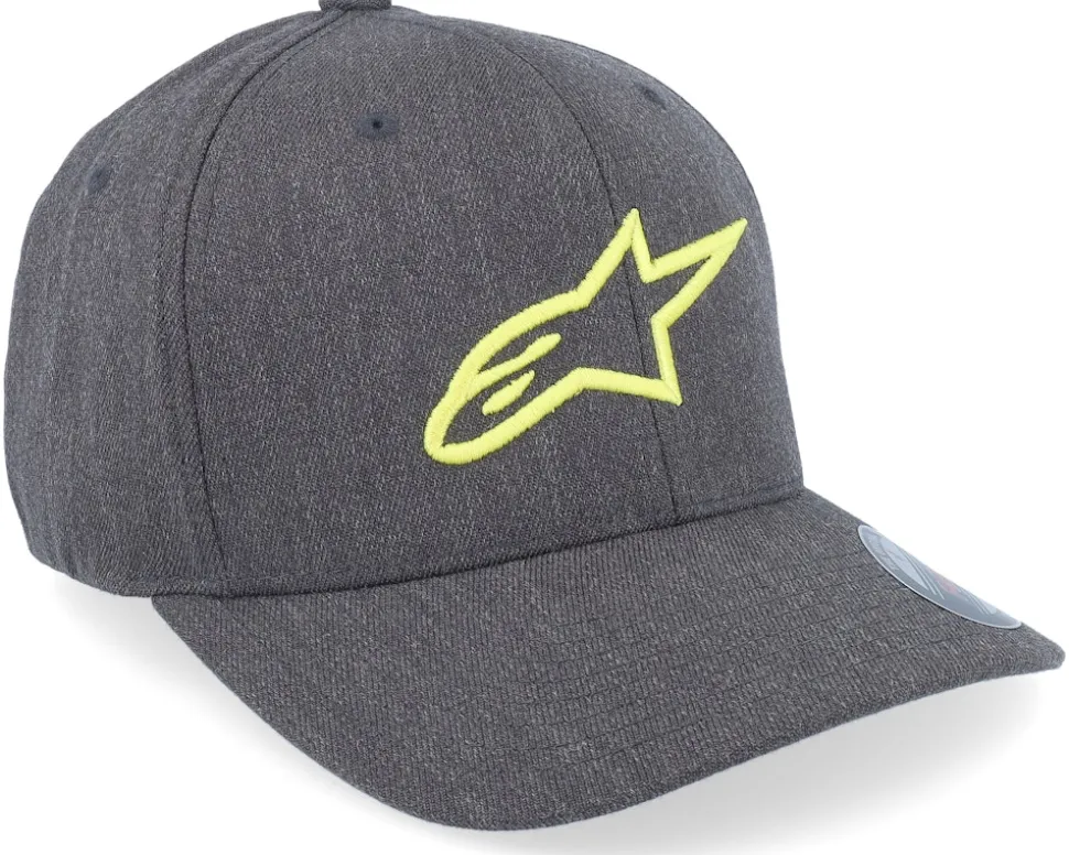 Ageless Curve Hat Charcoal Heather/Hivis Yellow Flexfit - Alpinestars