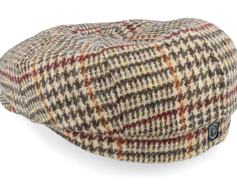 Alan Harris Tweed Glen Check Beige Flat Cap - CTH Ericson