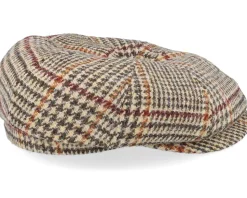 Alan Harris Tweed Glen Check Beige Flat Cap - CTH Ericson