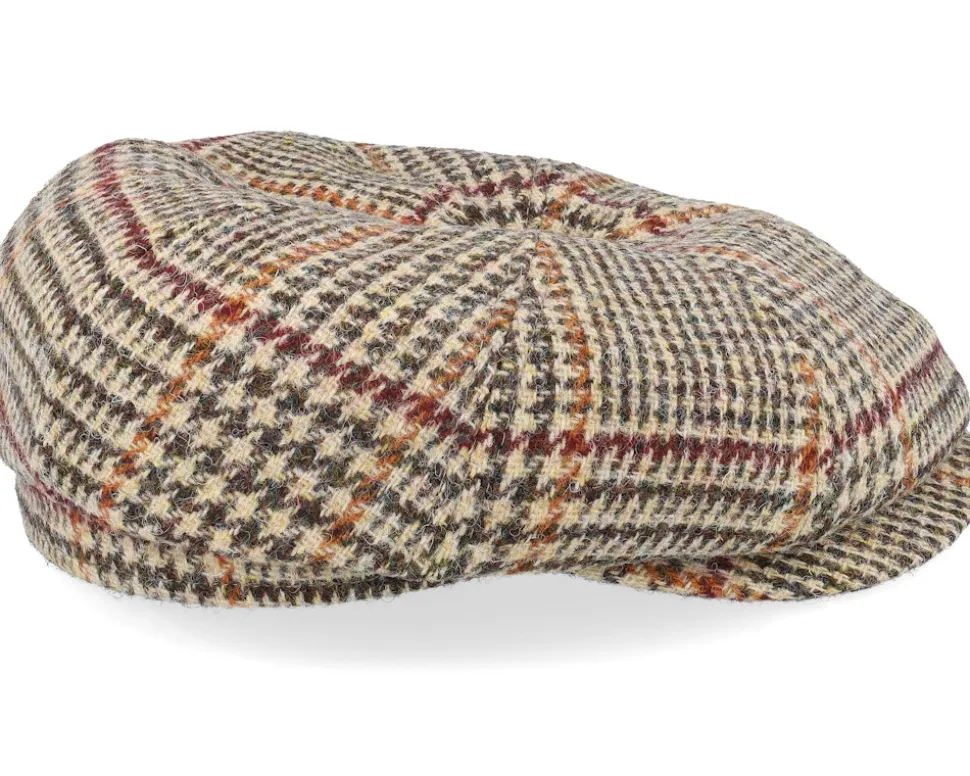 Alan Harris Tweed Glen Check Beige Flat Cap - CTH Ericson