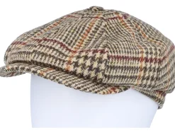 Alan Harris Tweed Glen Check Beige Flat Cap - CTH Ericson
