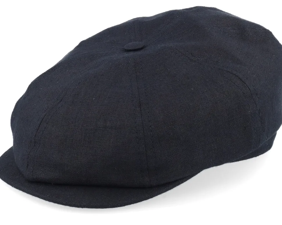 Alan Linen Black Flat Cap - CTH Ericson