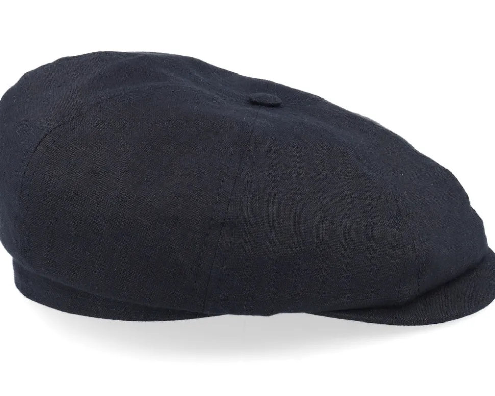 Alan Linen Black Flat Cap - CTH Ericson