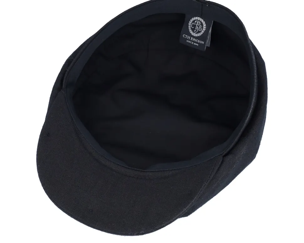 Alan Linen Black Flat Cap - CTH Ericson