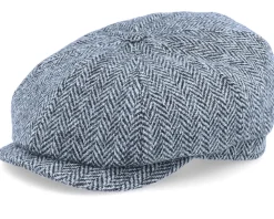 Alan Sr. Harris Tweed Black/Grey Flat Cap - CTH Ericson