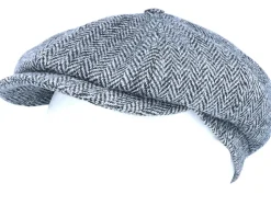 Alan Sr. Harris Tweed Black/Grey Flat Cap - CTH Ericson