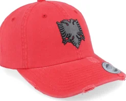 Albanian Eagle Patch Red Destroyed Dad Cap - Iconic