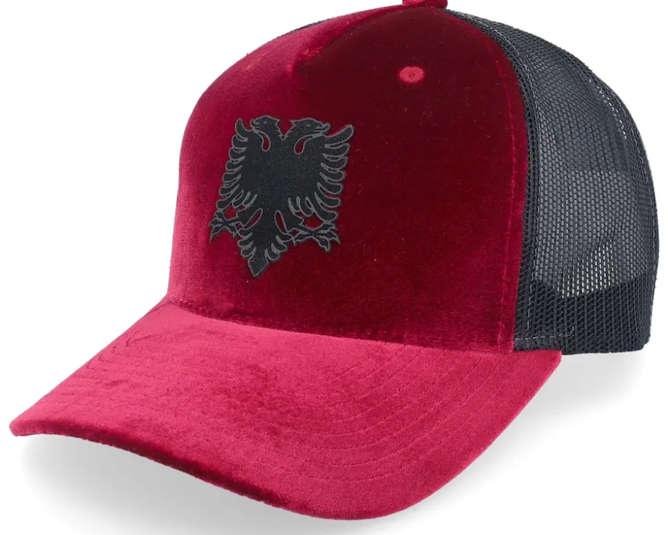Albanian Eagle Patch Velvet Red/Black Trucker - Iconic