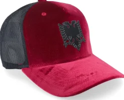 Albanian Eagle Patch Velvet Red/Black Trucker - Iconic