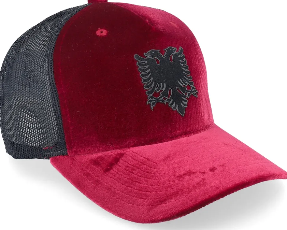 Albanian Eagle Patch Velvet Red/Black Trucker - Iconic