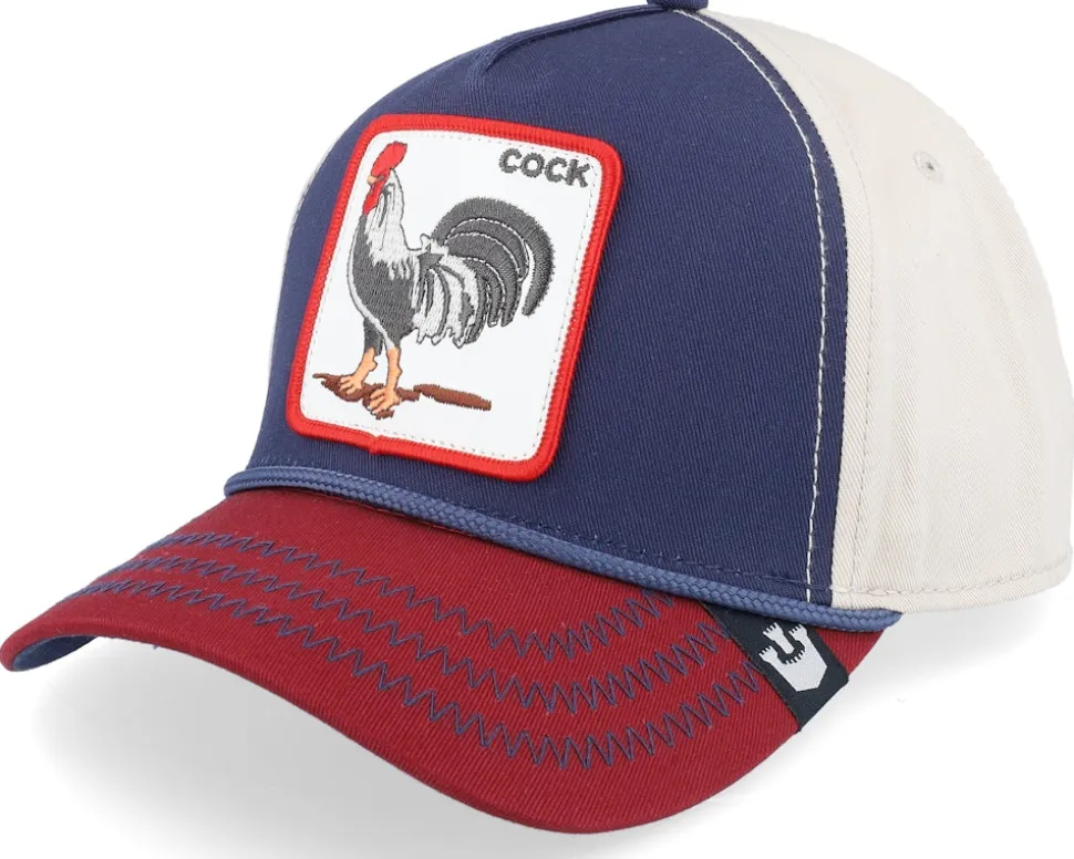 All American Rooster 100 All Over Canvas Navy/Stone/Burgundy A-Frame Adjustable - Goorin Bros.