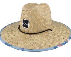 Alpha Square Sun Hat Tan/Dusty Blue Straw Hat - Brixton