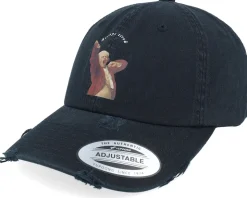 Always Tired Print Logo Destroyed Black Dad Cap - Iconic