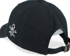 American Heavy Metal Logo Ripped Black Dad Cap - Bearded Man
