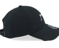 American Heavy Metal Logo Ripped Black Dad Cap - Bearded Man