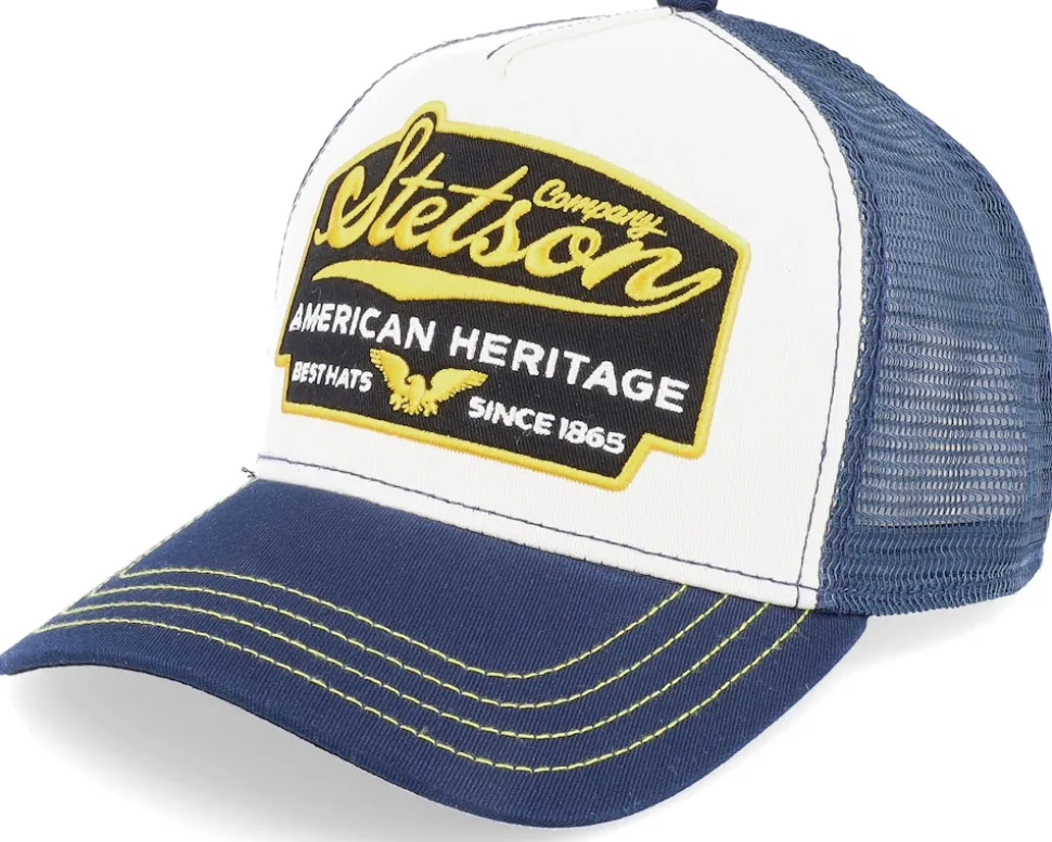 American Heritage White/Navy Trucker - Stetson