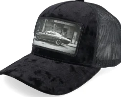 American Muscle Car In The Street Velvet Black A-Frame Trucker - Calza Pennello