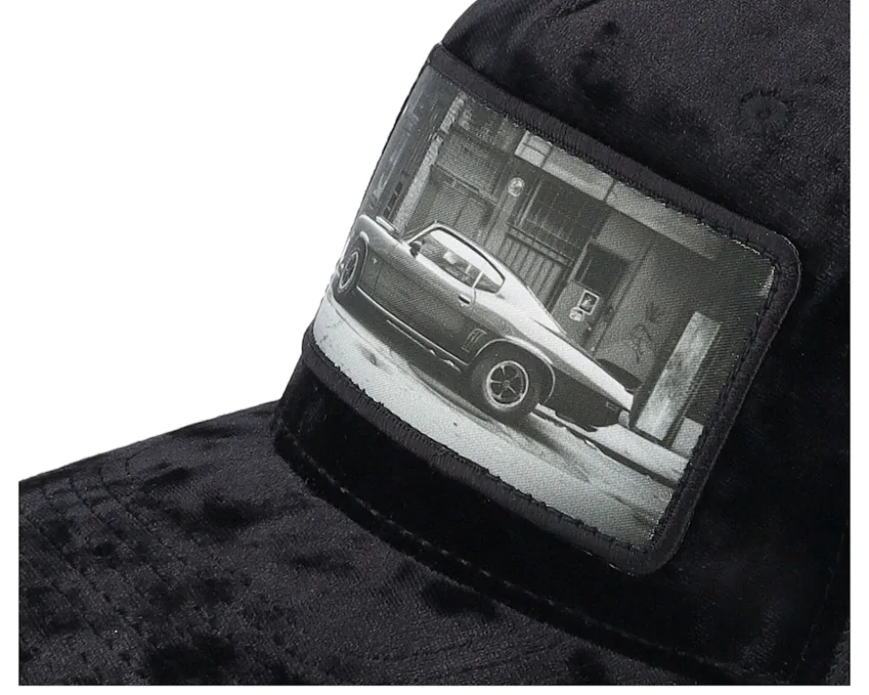 American Muscle Car In The Street Velvet Black A-Frame Trucker - Calza Pennello