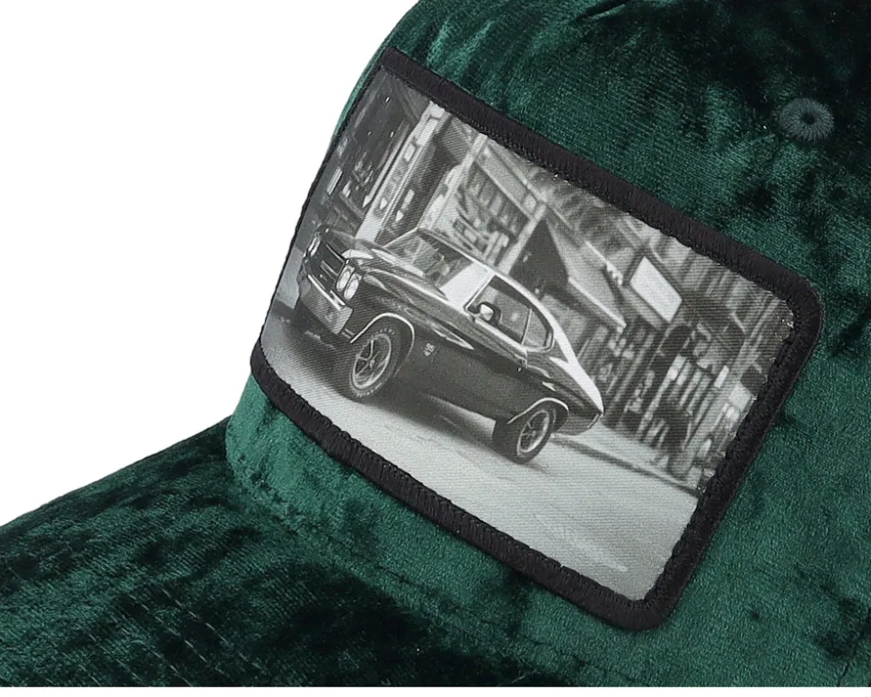 American Muscle Classic Car Velvet Green/Black A-Frame Trucker - Calza Pennello
