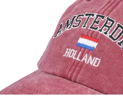 Amsterdam Holland Washed Red Dad Cap - Iconic