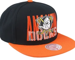 Anaheim Ducks Cross Check Black/Orange Snapback - Mitchell & Ness