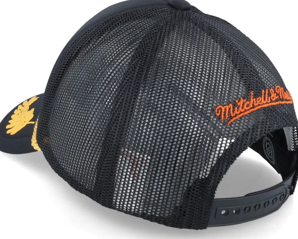Anaheim Ducks Gold Leaf Hwc Black Trucker - Mitchell & Ness