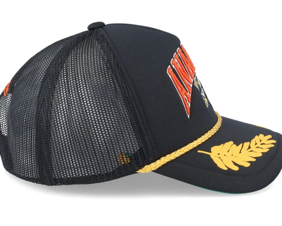 Anaheim Ducks Gold Leaf Hwc Black Trucker - Mitchell & Ness