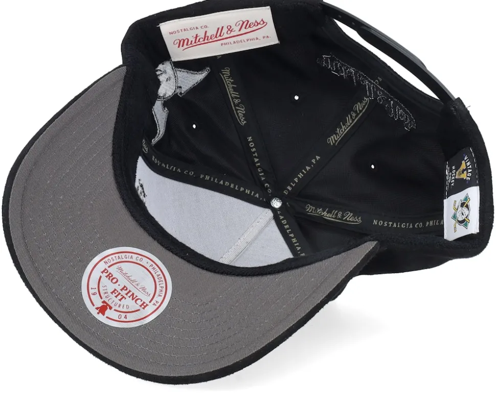 Anaheim Ducks Nightshade Pro Cap Vintage Black A-frame Adjustable - Mitchell & Ness