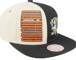 Anaheim Ducks Pop Panel Off White/Black Snapback - Mitchell & Ness
