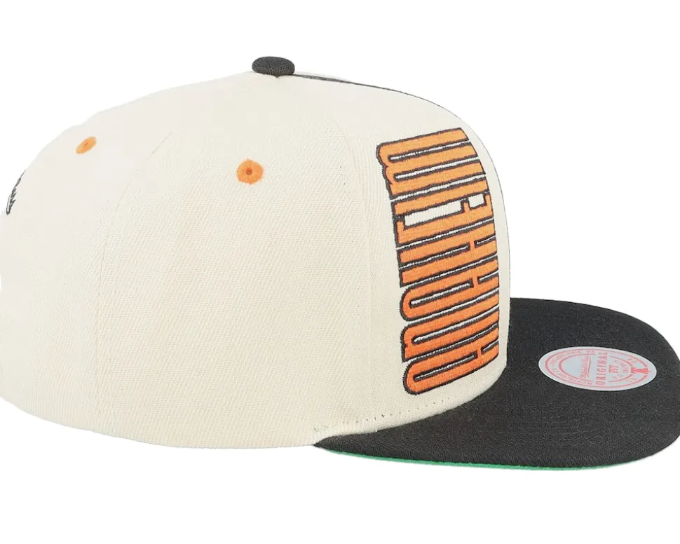 Anaheim Ducks Pop Panel Off White/Black Snapback - Mitchell & Ness