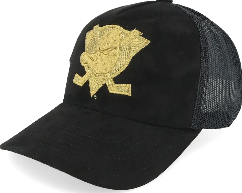 Anaheim Ducks Suede Black Trucker - Mitchell & Ness