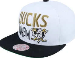 Anaheim Ducks Toss Up White/Black Snapback - Mitchell & Ness