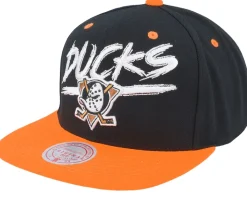 Anaheim Ducks Transcript Black/Orange Snapback - Mitchell & Ness