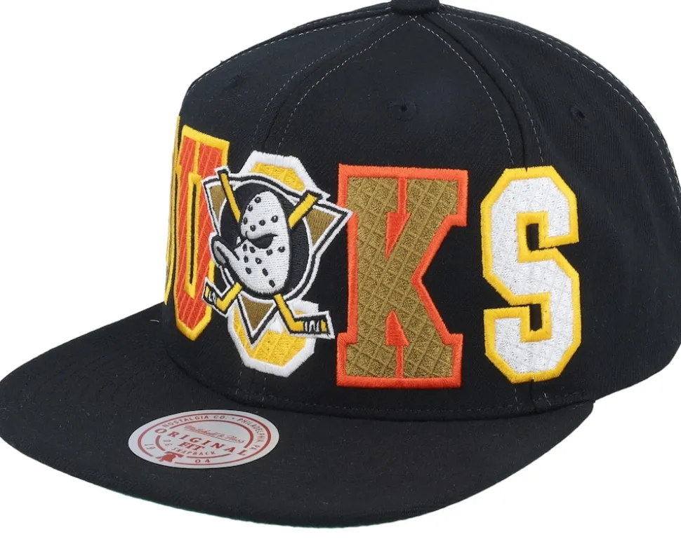 Anaheim Ducks Varsity Bust Black Snapback - Mitchell & Ness