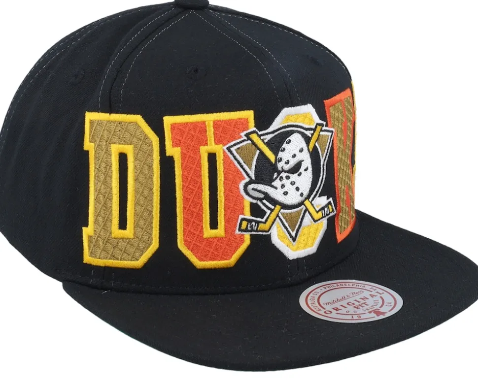 Anaheim Ducks Varsity Bust Black Snapback - Mitchell & Ness
