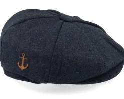 Anchor Patch Charcoal Wool Bakerboy Flat Cap - Jack Anchor