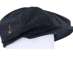 Anchor Patch Charcoal Wool Bakerboy Flat Cap - Jack Anchor